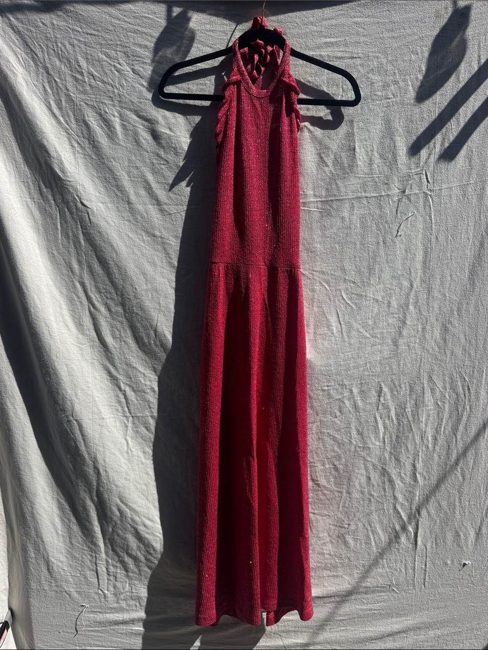 Halter Maxi Dress in Deep Berry Red